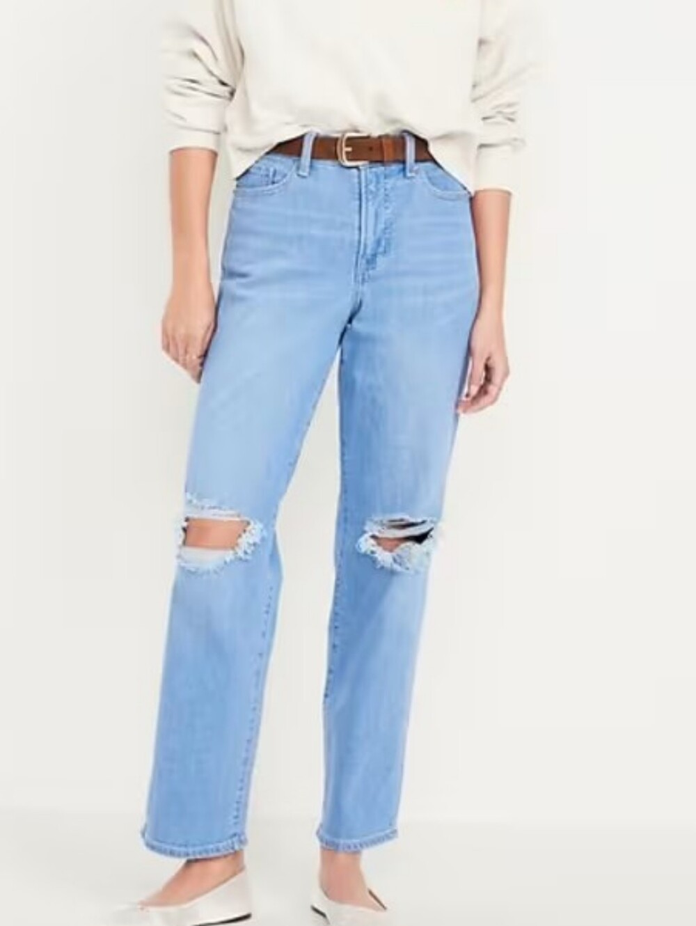 NWOT: Women's Old Navy Light Blue High Rise Distressed Jeans - Size 14
